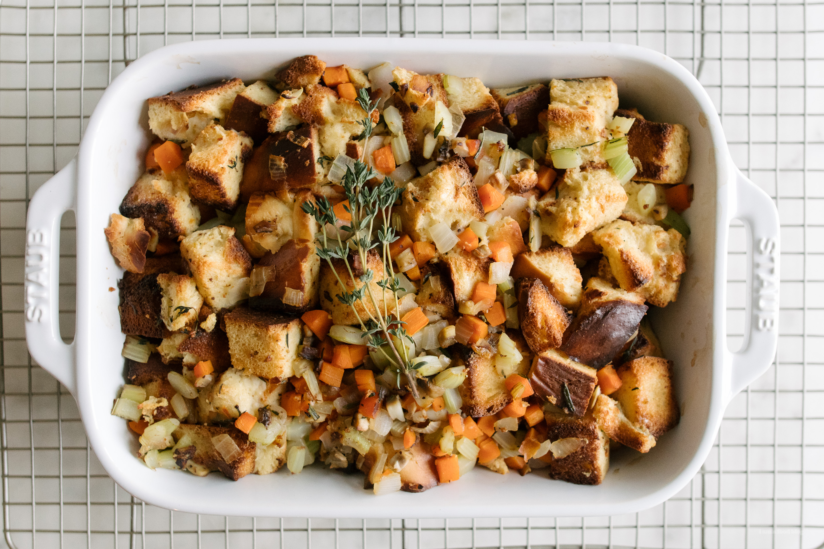 Mushroom, Rosemary & Thyme Challah Stuffing