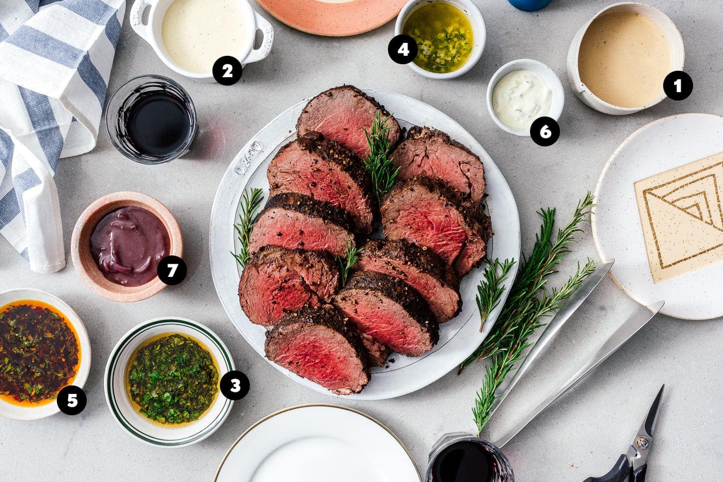 beef tenderloin with many sauces | www.iamafoodblog.com