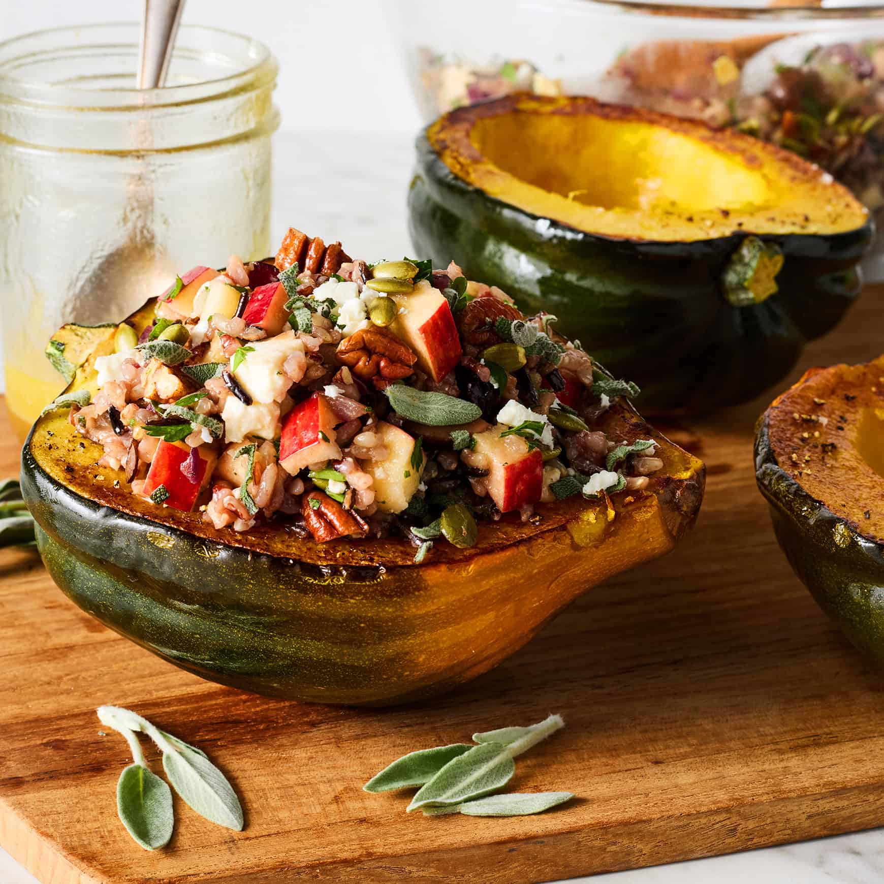 Thanksgiving side dishes - stuffed acorn squash