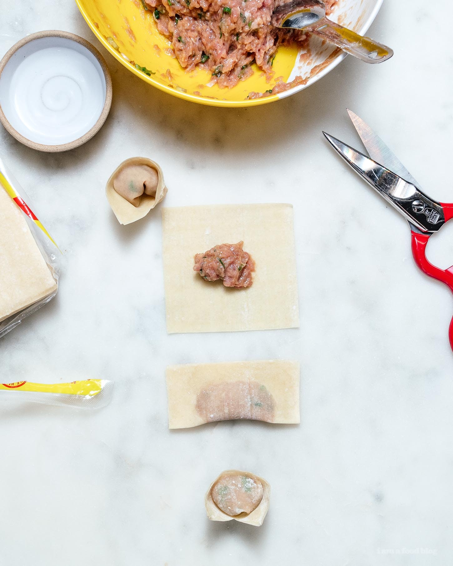 how to wrap wontons | www.iamafoodblog.com