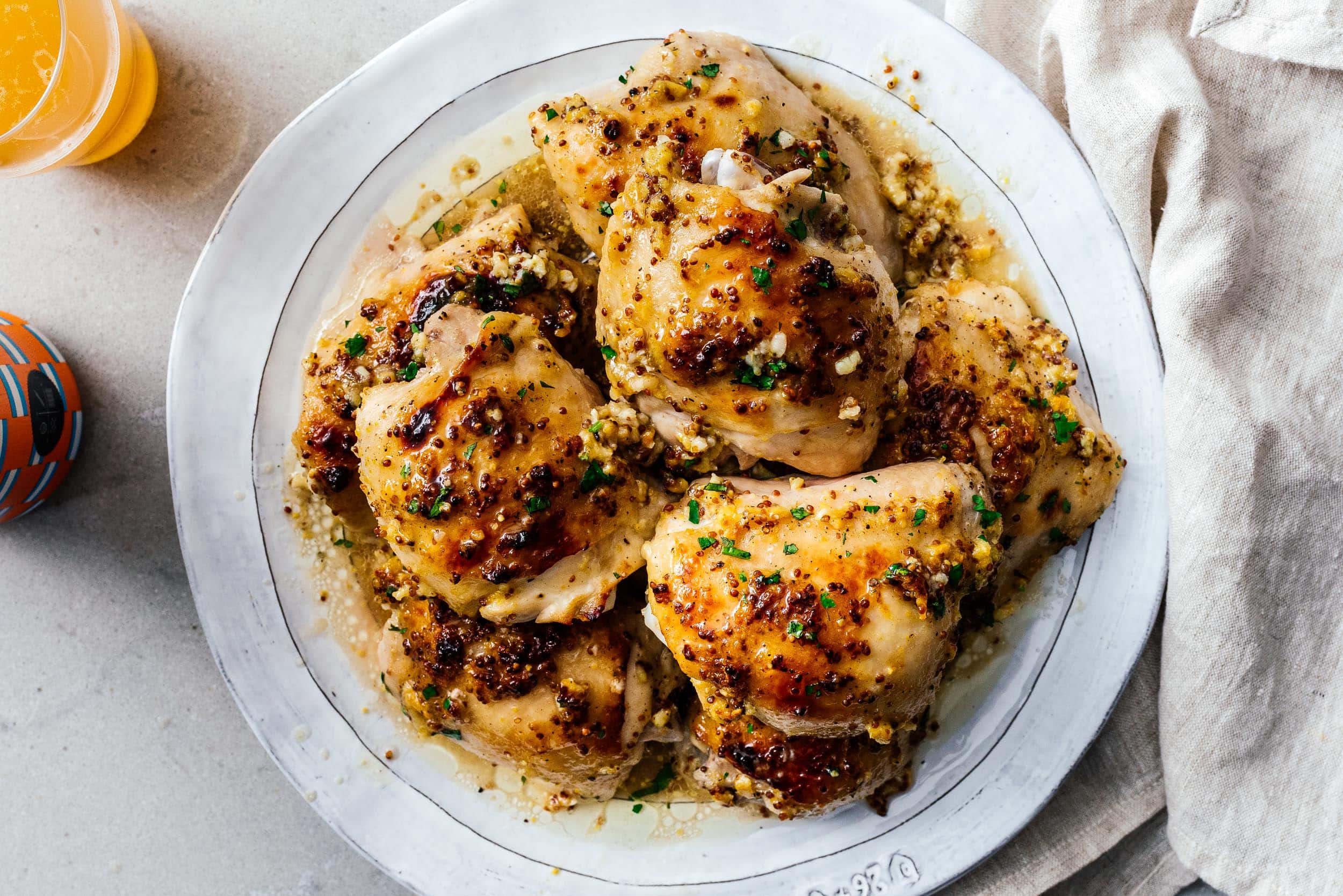Baked Garlic Honey Mustard Chicken Thighs | www.iamafoodblog.com