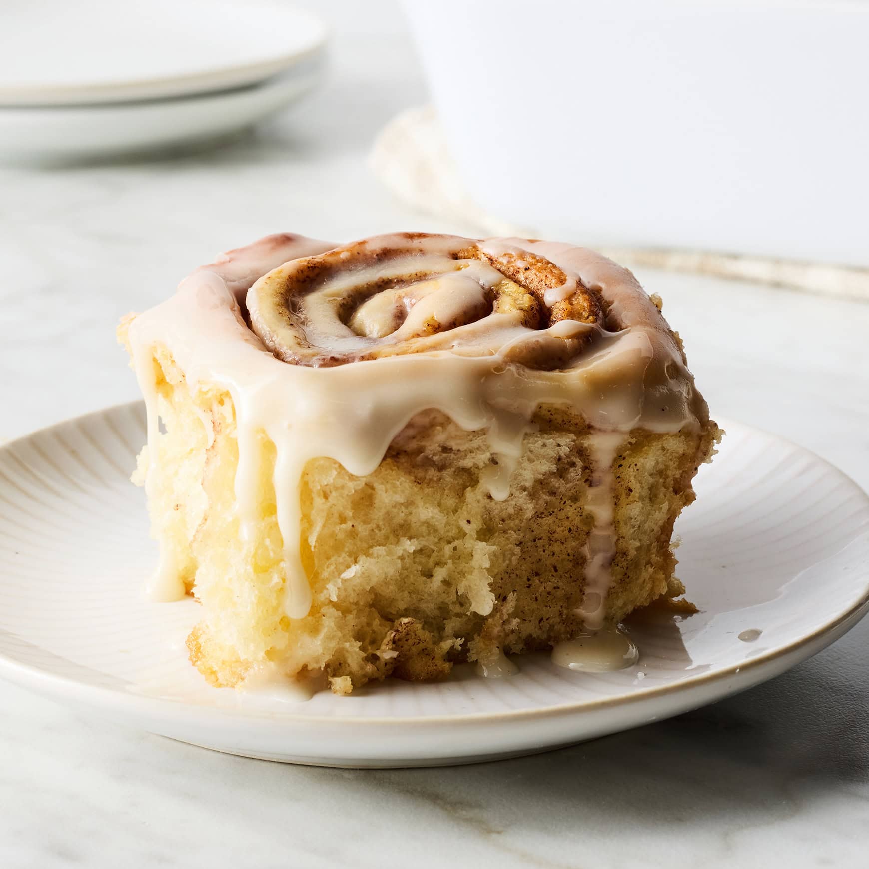 Homemade cinnamon roll on a plate